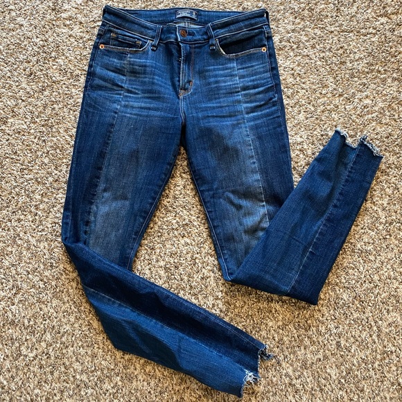 Abercrombie & Fitch Denim - Abercrombie Harper two tone skinny jeans raw hem